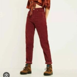 Urban Outfitters BDG Red Corduroy Pants Size 25 High Rise 100% Cotton